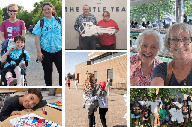 Six photos showing various people throughout teh community.